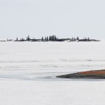 Part of the ice covered Great Slave Lake in spring time, NWT, Canada.