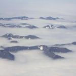 Only the upper parts of the mountains is above the arctic fog. North Iceland